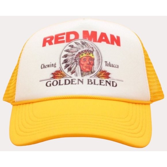 Red Man Trucker Hat Vintage Mesh Redman Golden Leaf Tobacco Hat - Picture 1 of 3